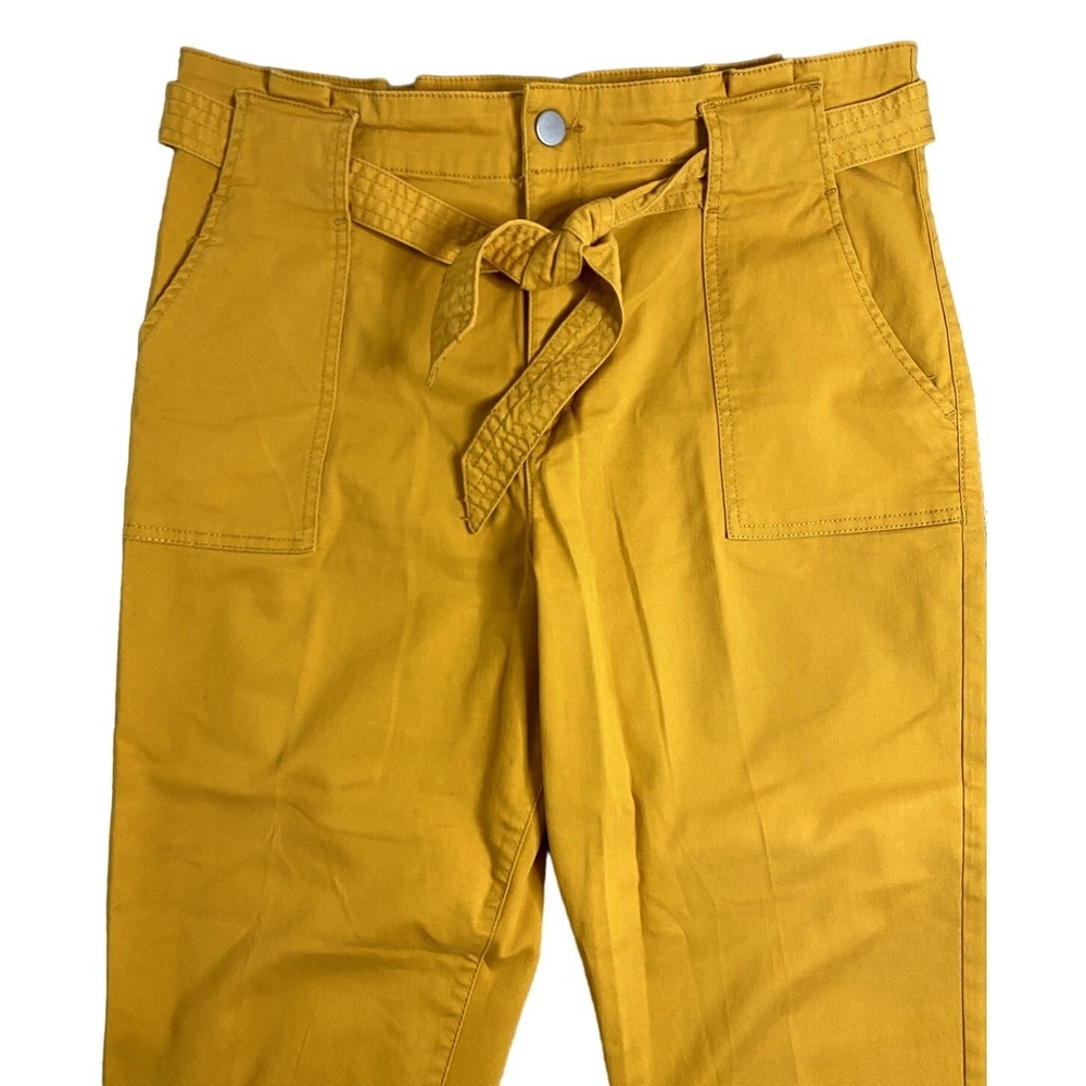 No Boundaries Skinny Pants Womens‎ 17 Yellow High Rise Paperbag Waist Tie Belt